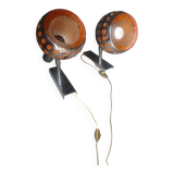 Paire d'appliques en métal chromé orientables sur rotules vers 1970