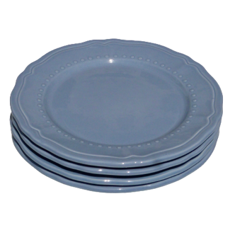 Set of 4 blue ceramic dessert plates