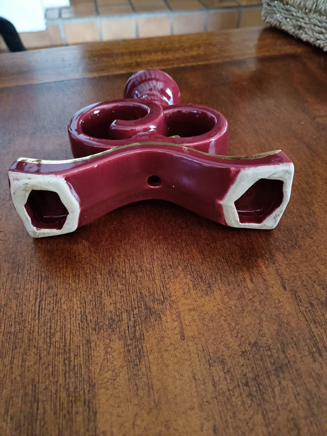 Art deco candle holder. Bordeaux