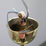 Art Deco brass and wood chandelier with champagne glass, Czechoslovakia 1930s