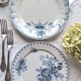 Assiettes plates anciennes dépareillées en faïence terre de fer