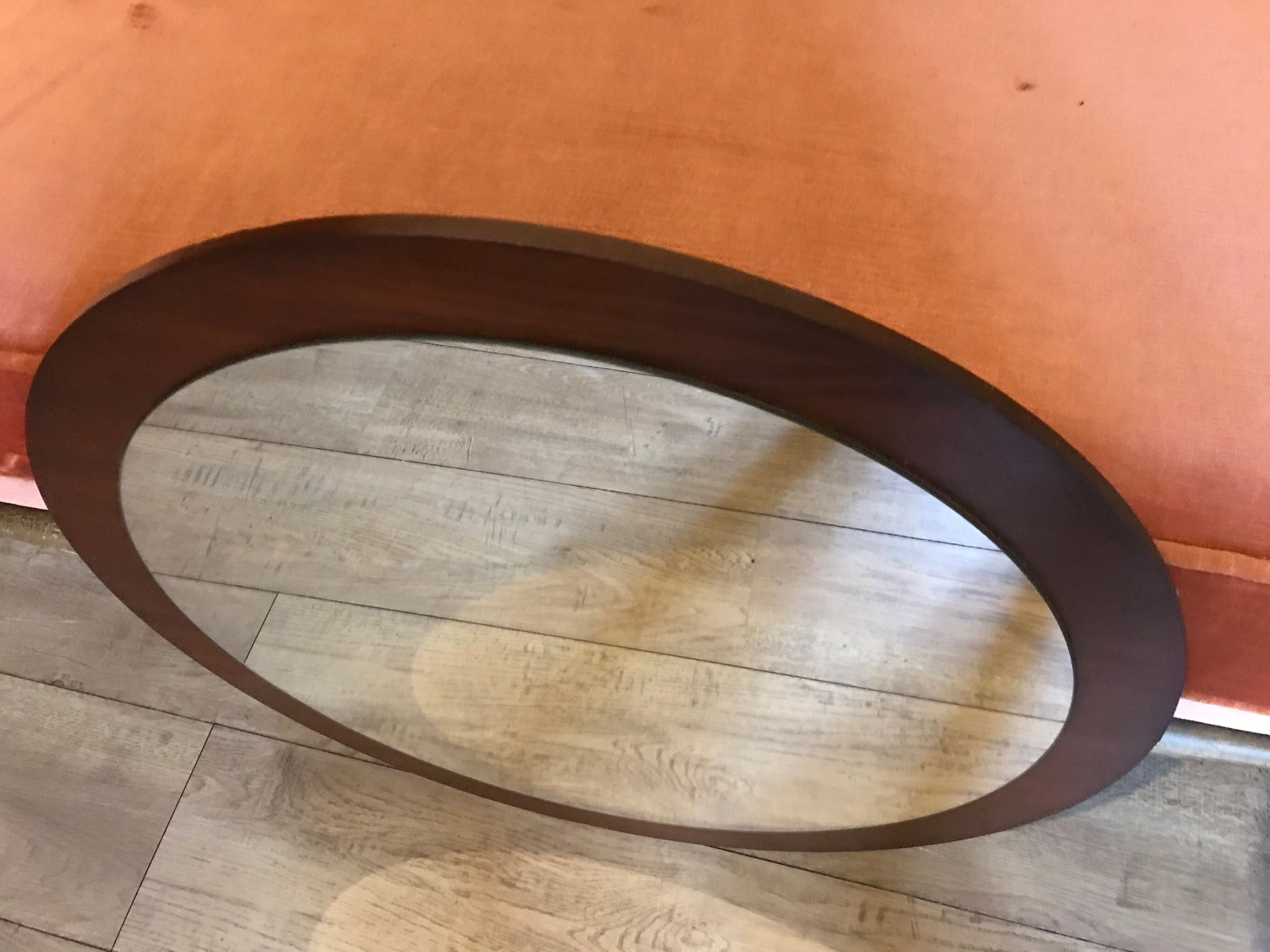 Vintage round mirror Scandi 1960-1980's teak