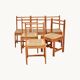 6 light wood chairs with rush seats, Italy, 1960s