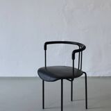 4 postmodern black leather armchairs from Cidue, Italy, 1990s