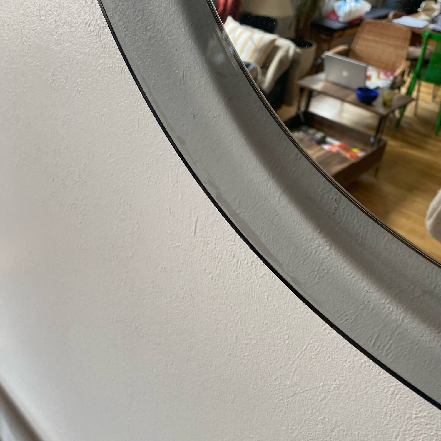 Round bluish plexiglass mirror