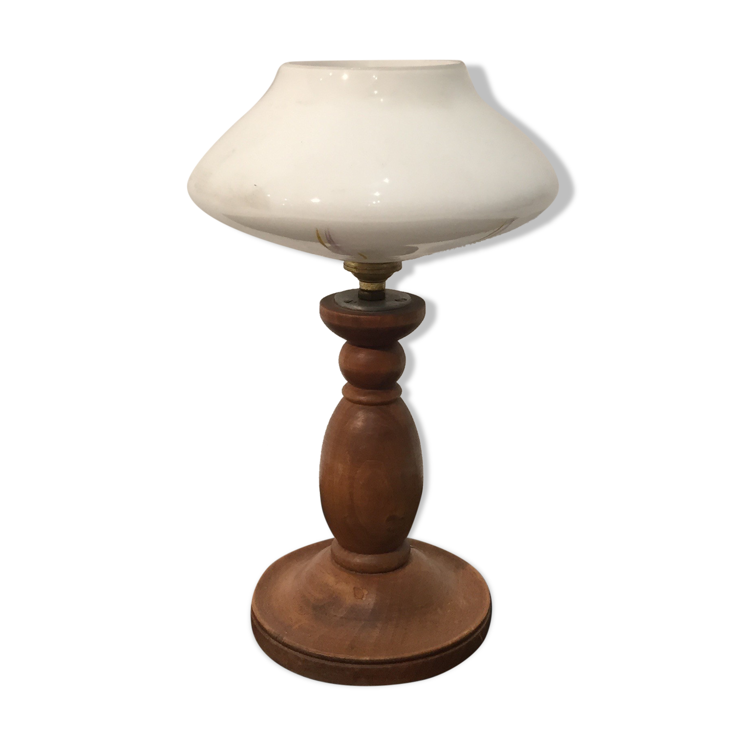 Turned wooden table lamp