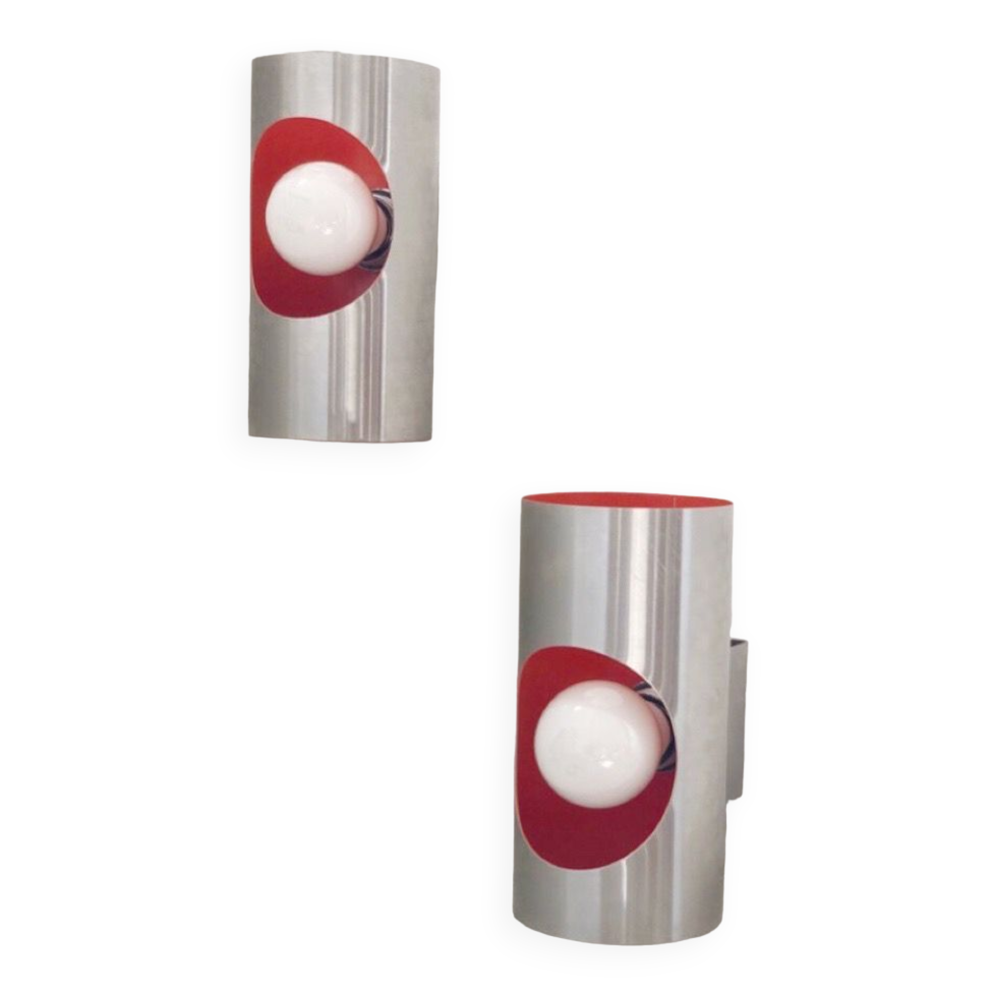 Pair of metal space wall lamps from the 70s.