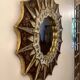 Miroir sunburst à fleurs année 1950