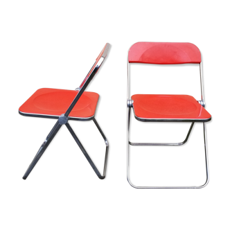 RED Plias Folding Chairs by Giancarlo Piretti for Castelli, 1960s