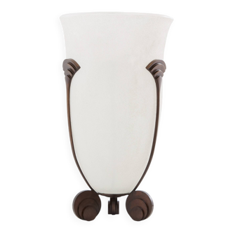 Large Art Deco frosted glass vase by Karl Springer for Seguso 1980
