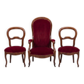 Voltaire armchair and 2 chairs