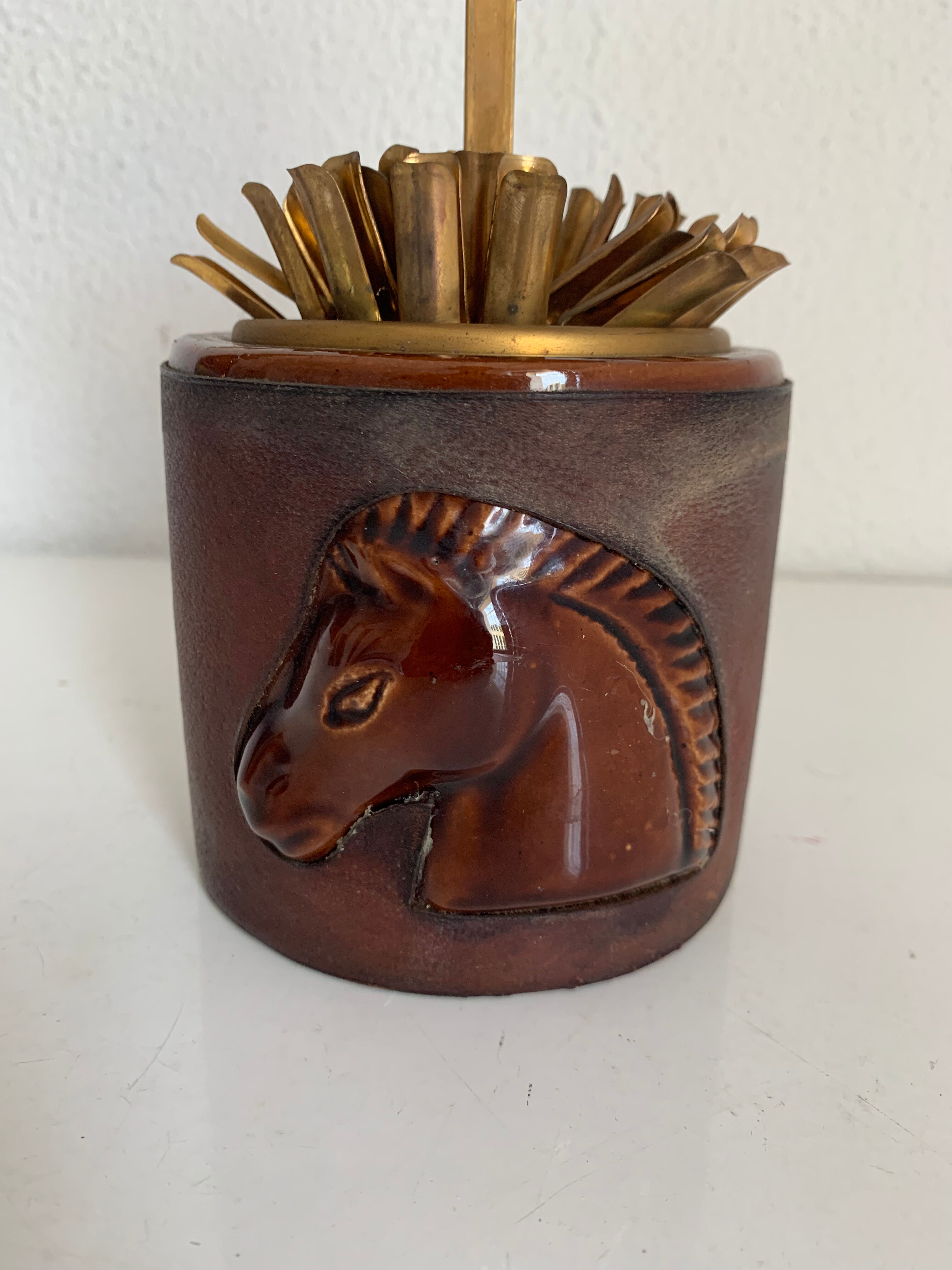 Vintage cigarette holder 1960 Longchamp horse leather - 11 x 10 cm