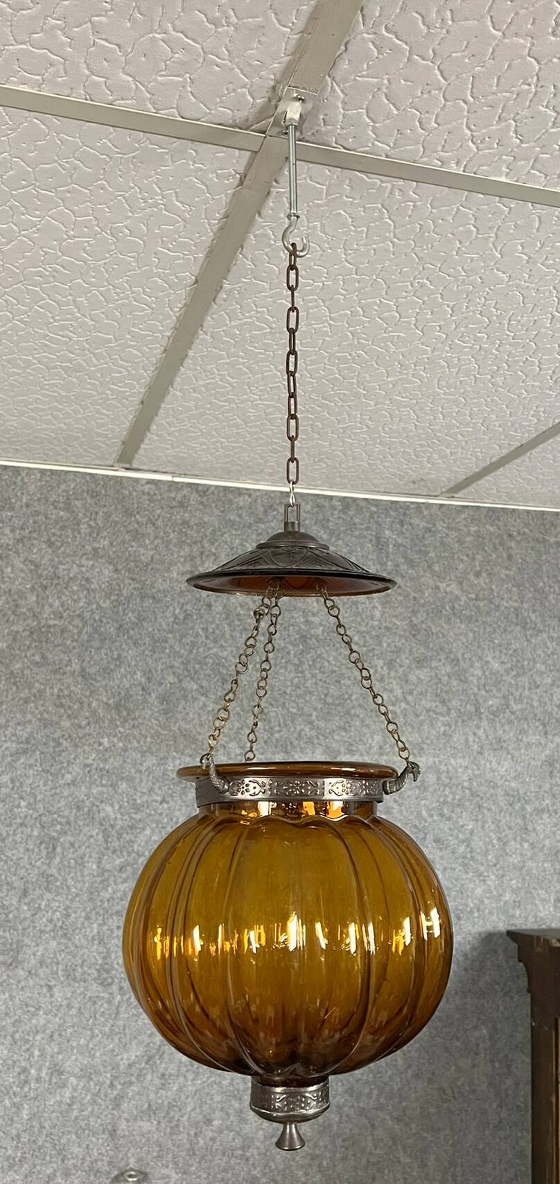 Lanterne orientaliste en verre de Murano vers 1950