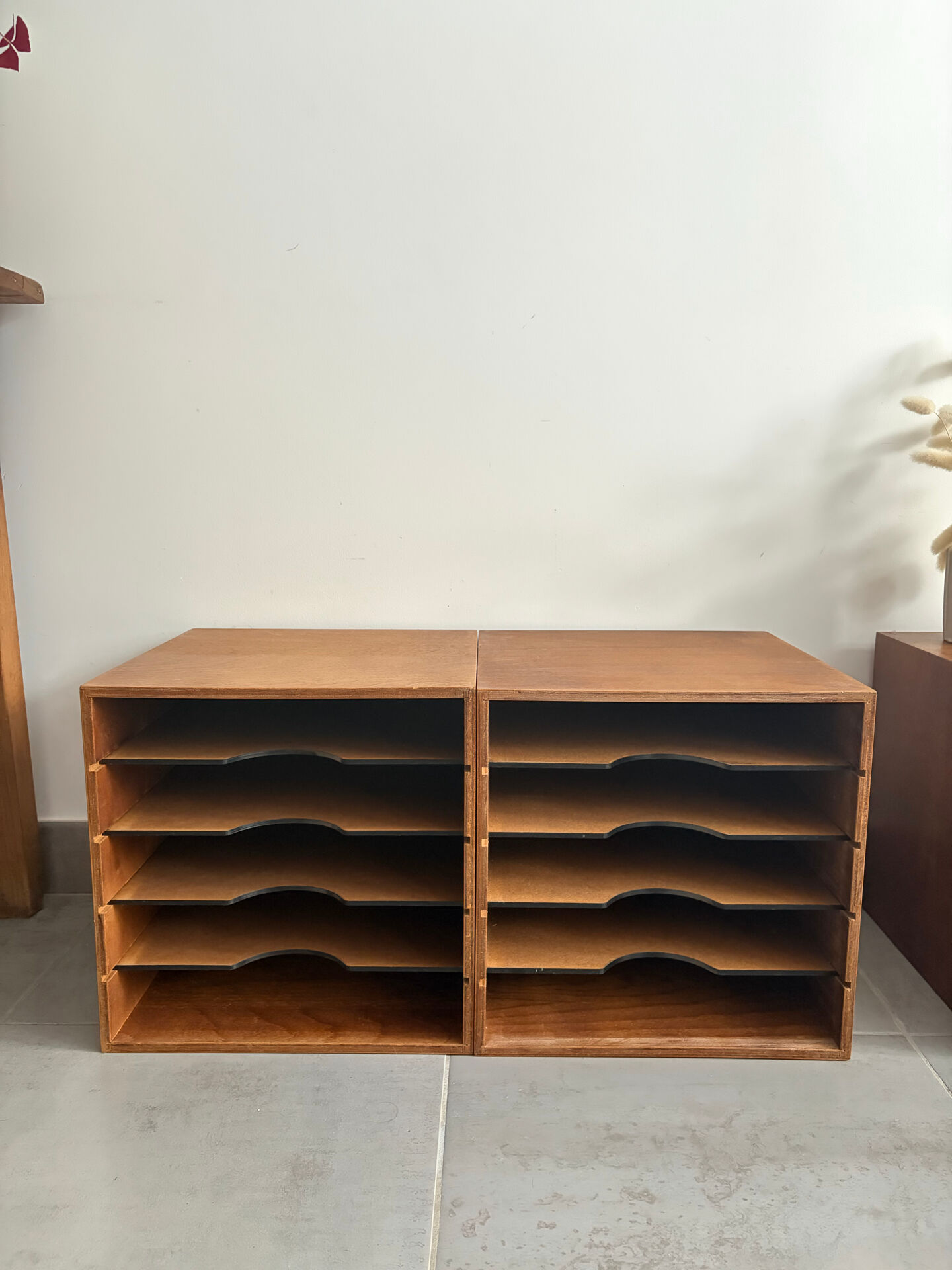 Set of 4 vintage wooden vinyl boxes