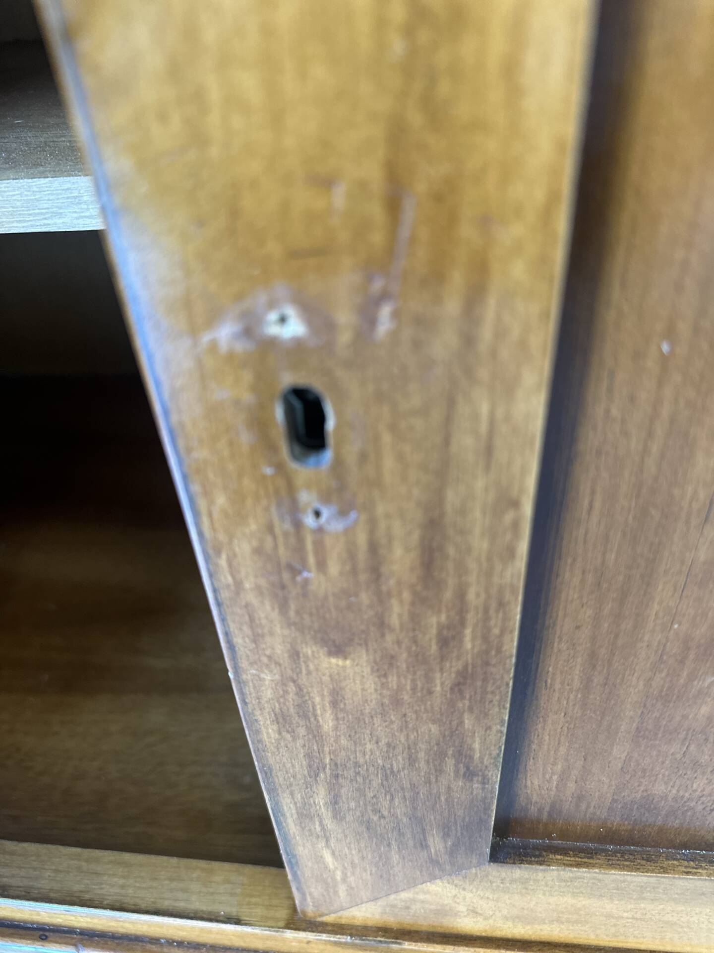 Secrétaire à rideau en merisier – Petit bureau de rangement, seconde m