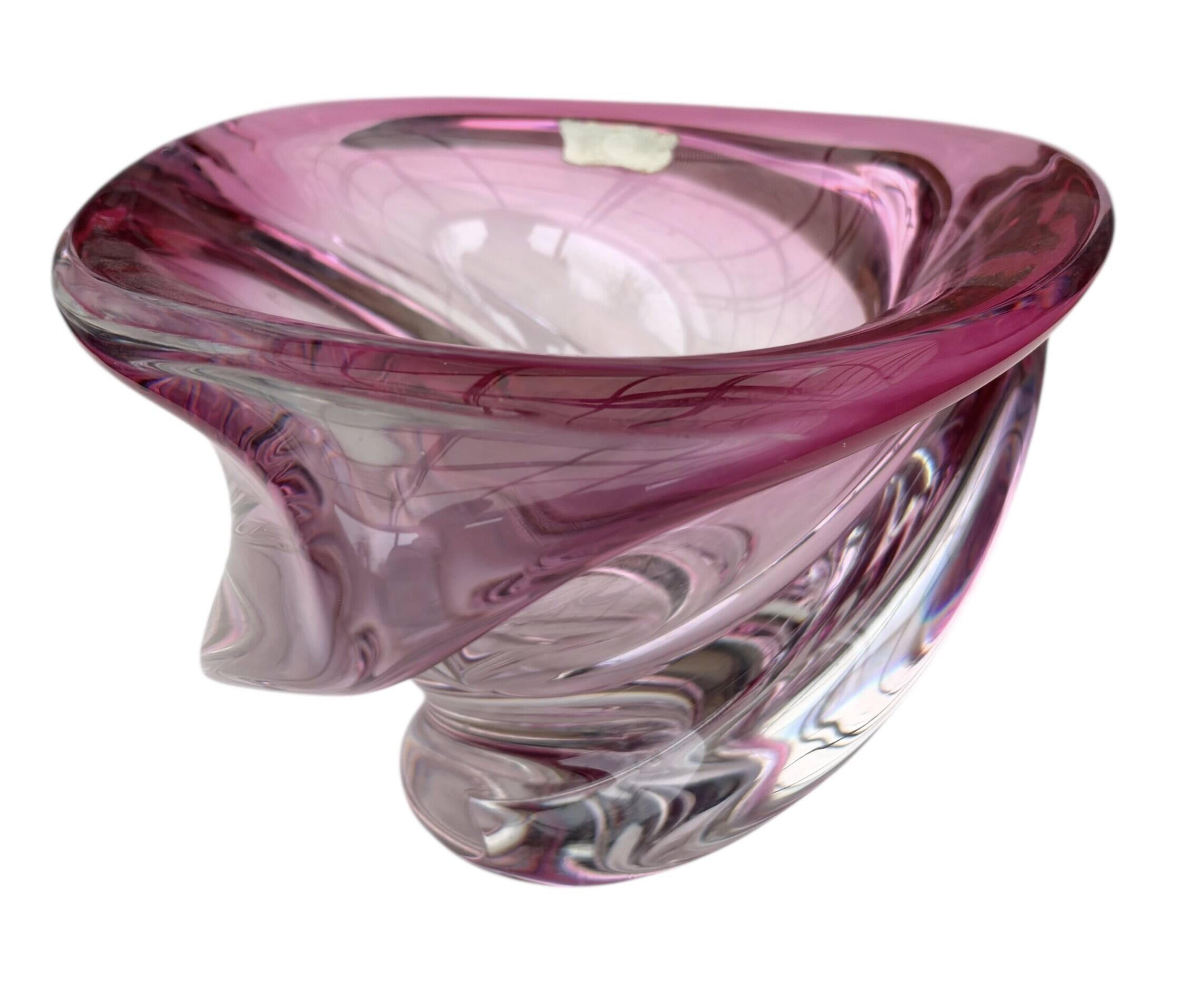 Vase Wave Val-Saint-Lambert ruby submerged design Delvenne 1950