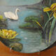 Set of 3 dishes 19th century terracotta painting 1895 boat lily lily swan