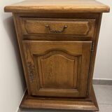 1-door, 1-drawer solid oak cabinet