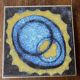 Vintage enamelled ceramic trivet – 1970s – Abstract decor