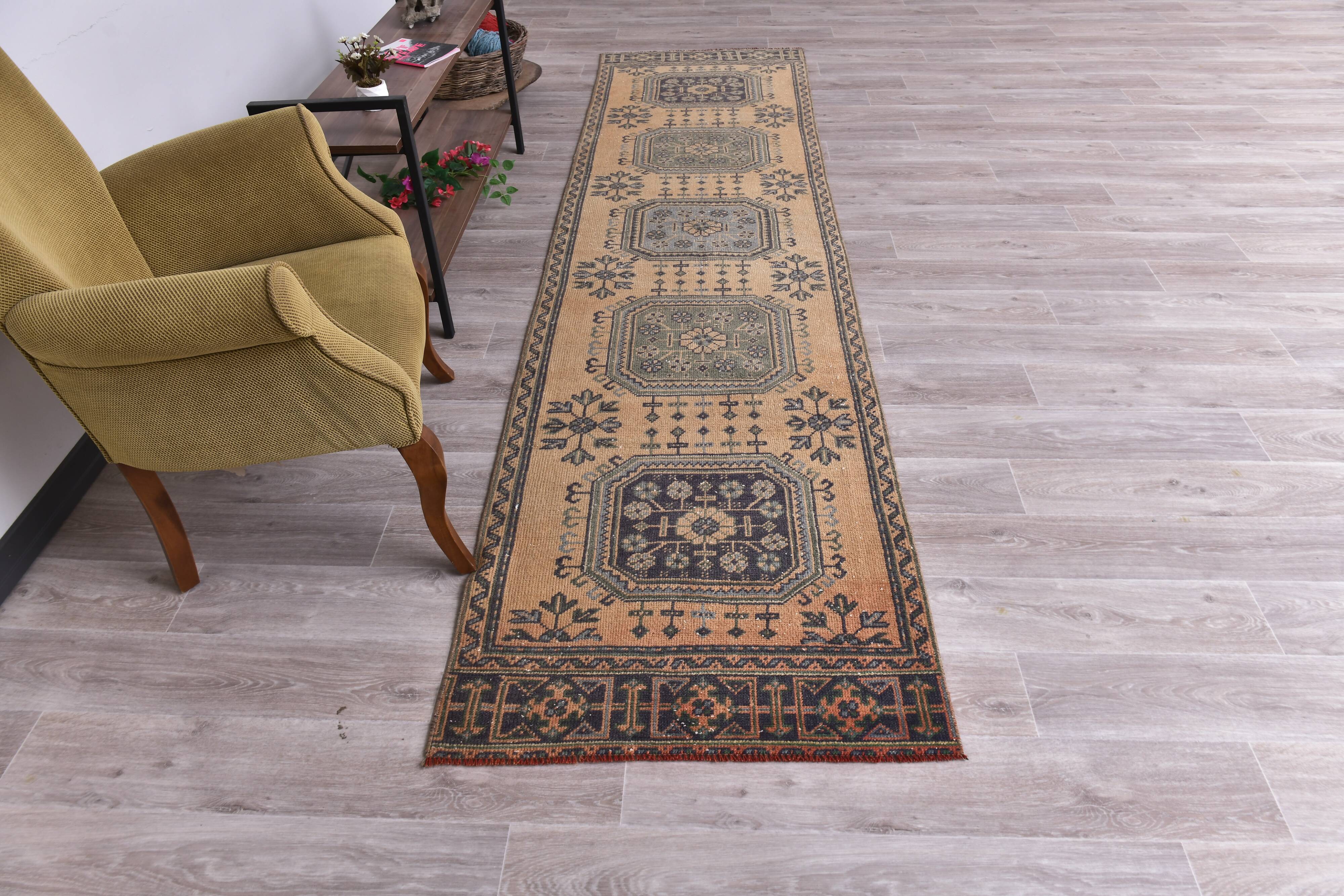 Orange & Navy Blue Turkish Runner Rug 87x337Cm SK 240636