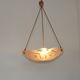 French Art Deco Stamped 1053 Pink Glass Plafonnier Hanging Light Pink Ropes