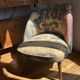 J. Tenreiro, Brazil. Concha armchair with tapered legs, Cluny tapestry 1400.