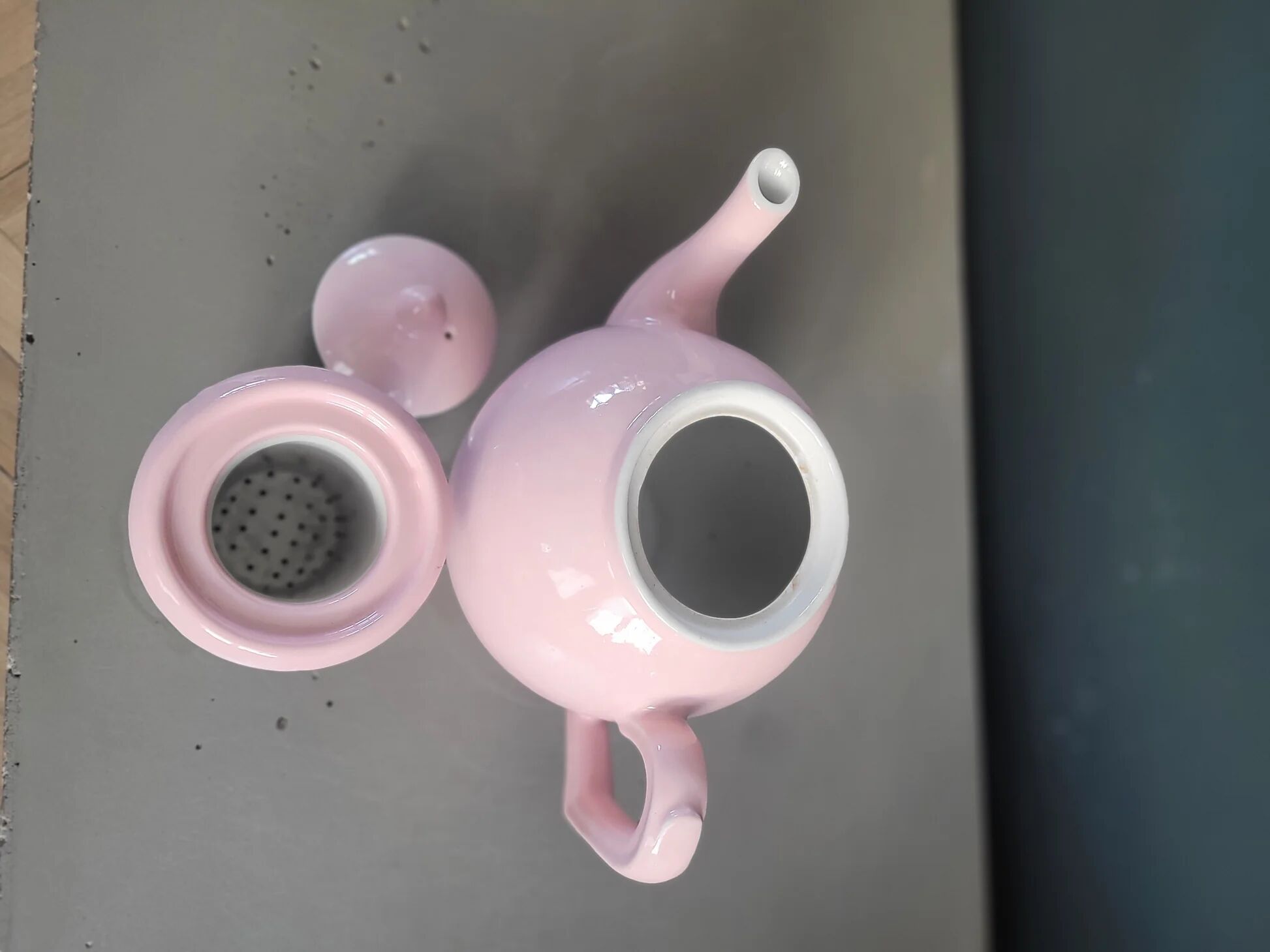 Antique pink porcelain teapot with filter - 1.5L - Ref 886