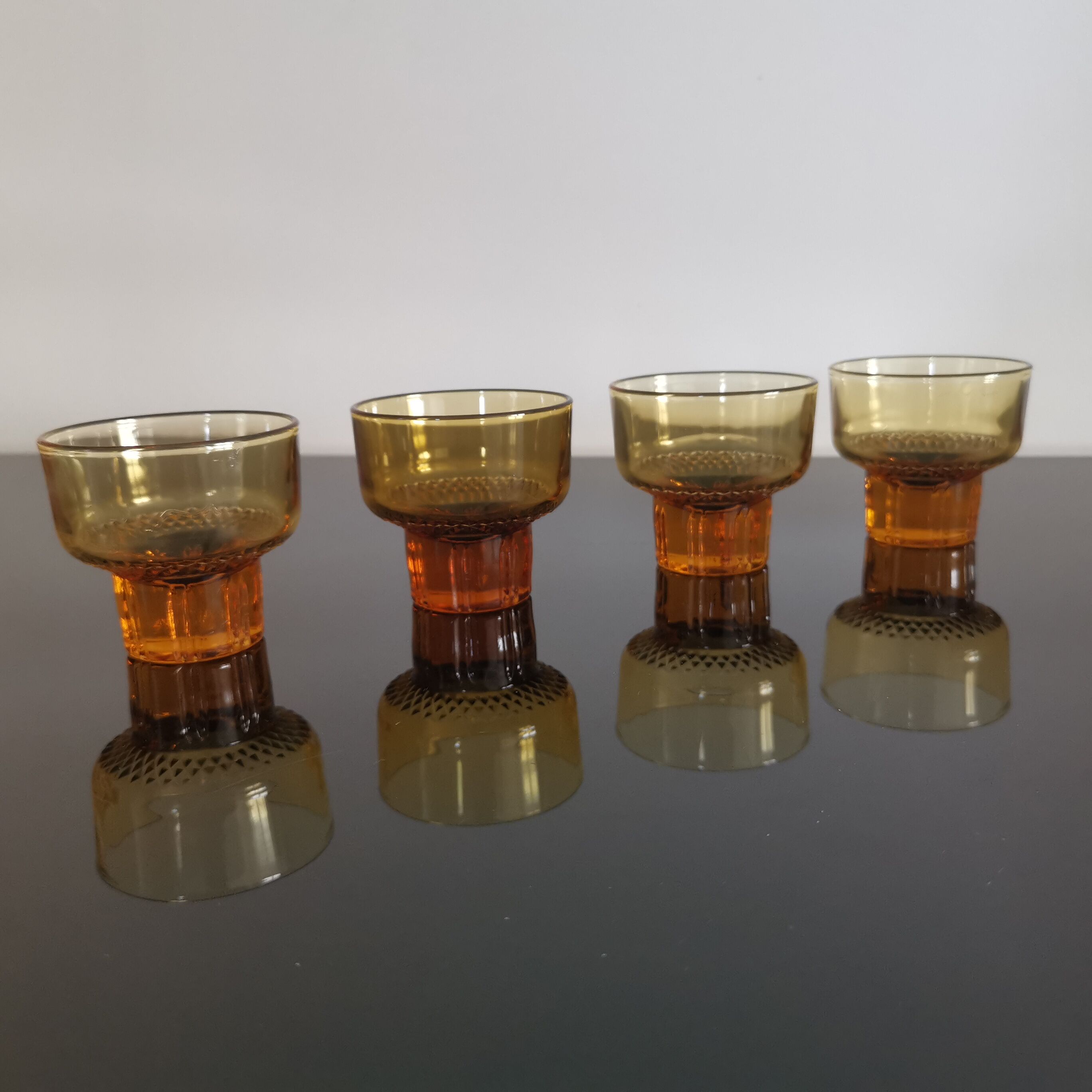 Vintage amber orange Italian espresso cups