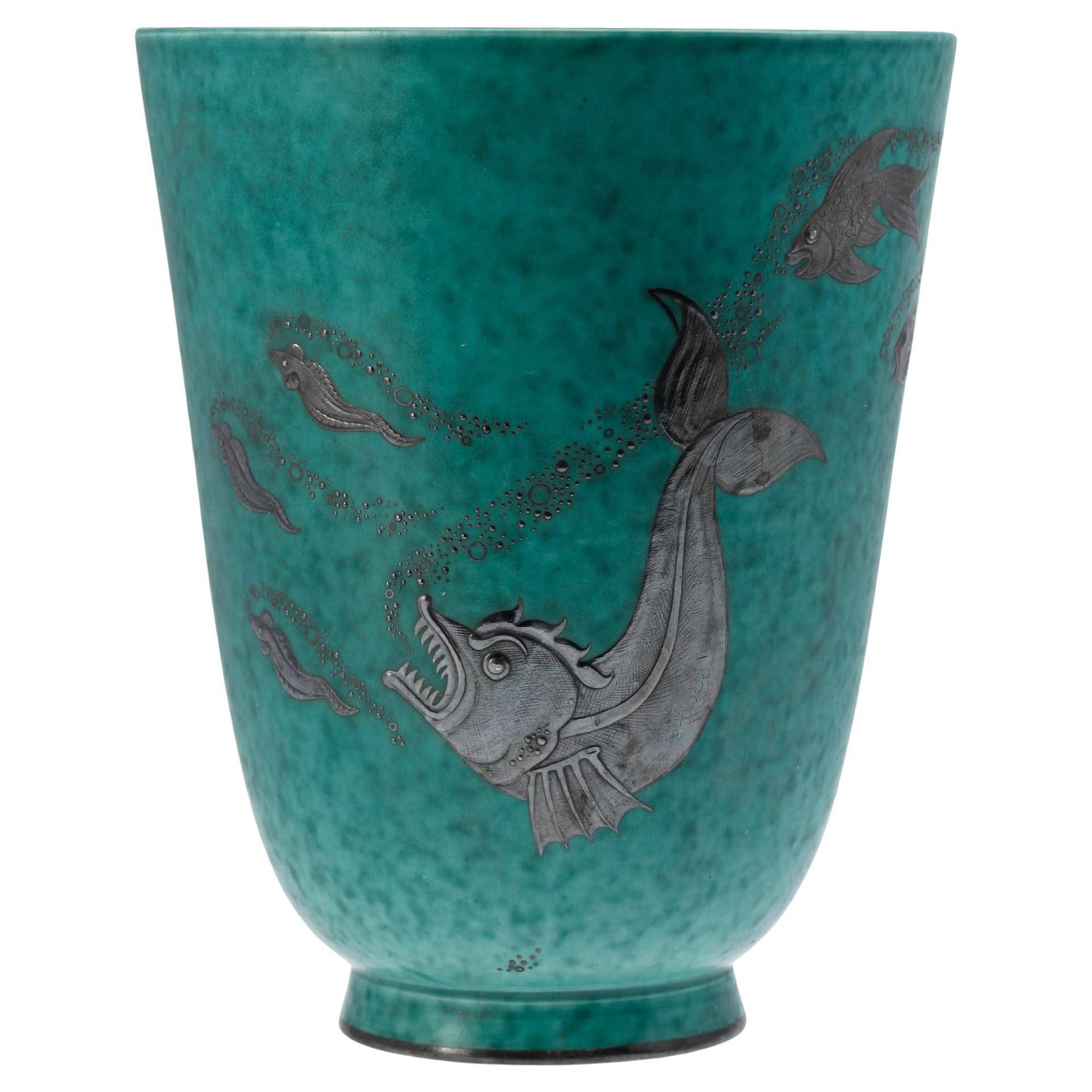 Wilhelm kage 'argenta' ceramic vase for gustavsberg sweden 1940s marked