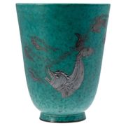 Wilhelm kage 'argenta' ceramic vase for gustavsberg sweden 1940s marked