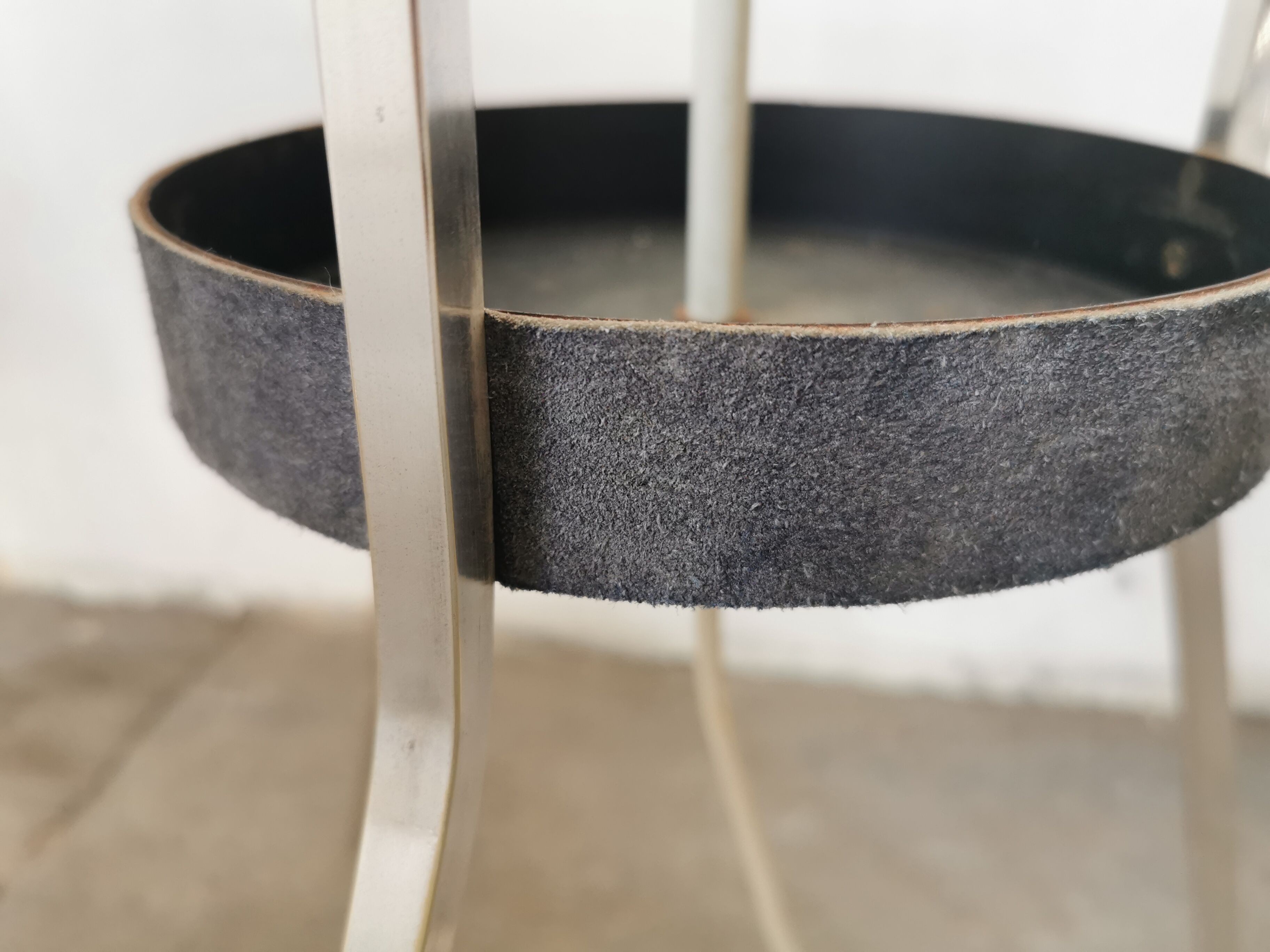 Floor lamp seventies totem, chrome and suede