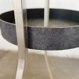 Floor lamp seventies totem, chrome and suede