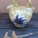 Ceramic jug with thistles, signed J.Yell 1950/60