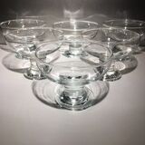 Lot of 6 champagne glasses from the 60s/70s in glass and crystal