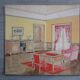 Original old watercolor - Interior architecture