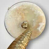 Antique fish ashtray on foot in gilded brass and onyx (4.464 kg)