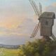 Old painting "Landscape at sunset" Mill HST signed Taerb