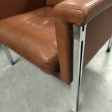 Leather armchair, 1970s, manufacturer Sitag, cognac brown leather.