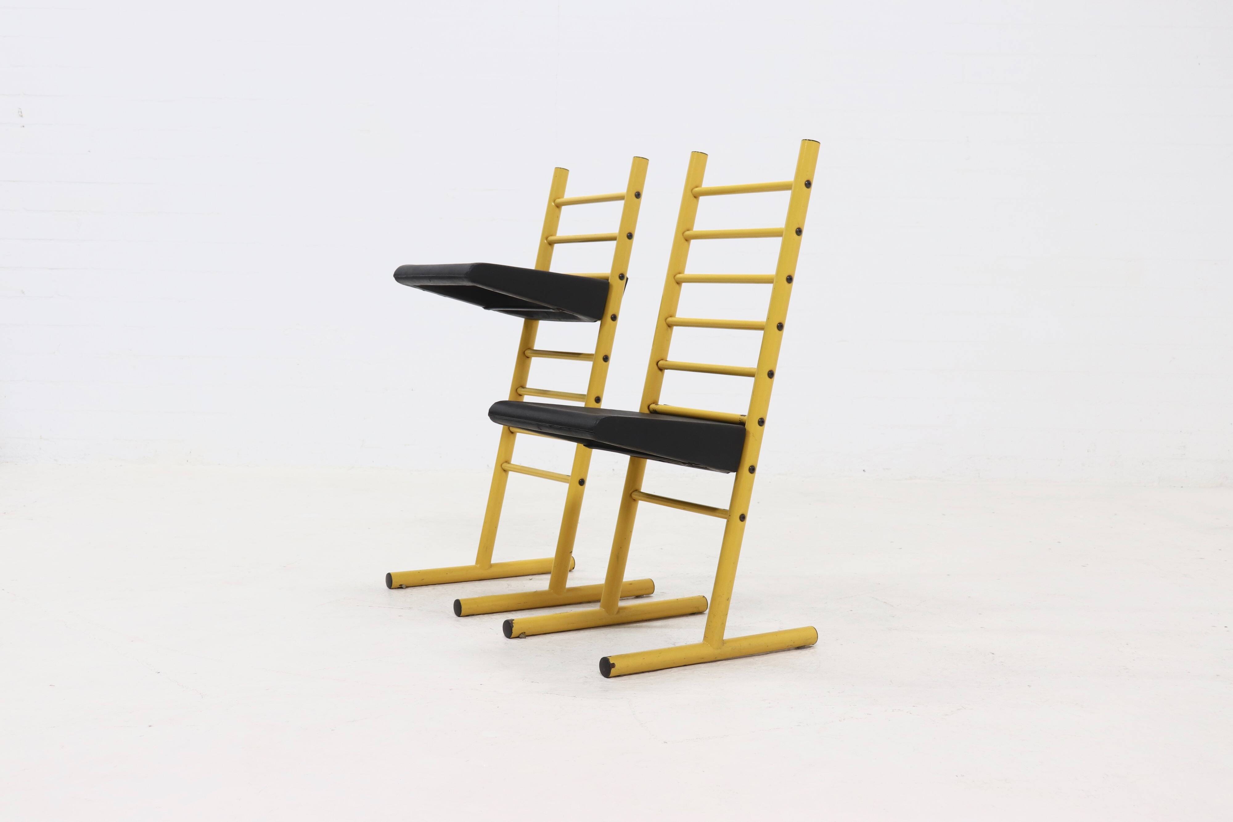 Set of 2 Italian Height Adjustable Chairs or Barstools 1980s