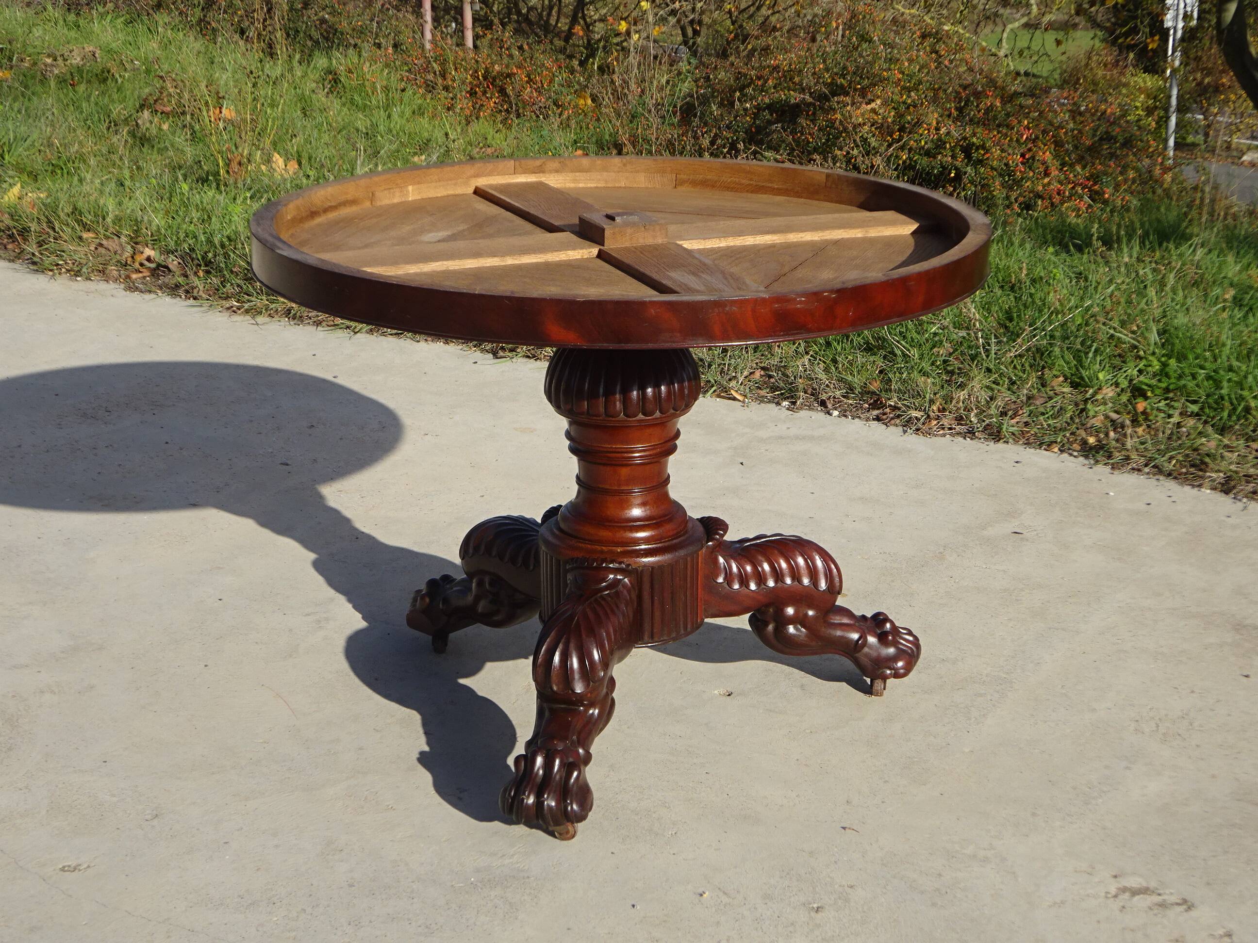Empire guéridon, rotating marble top