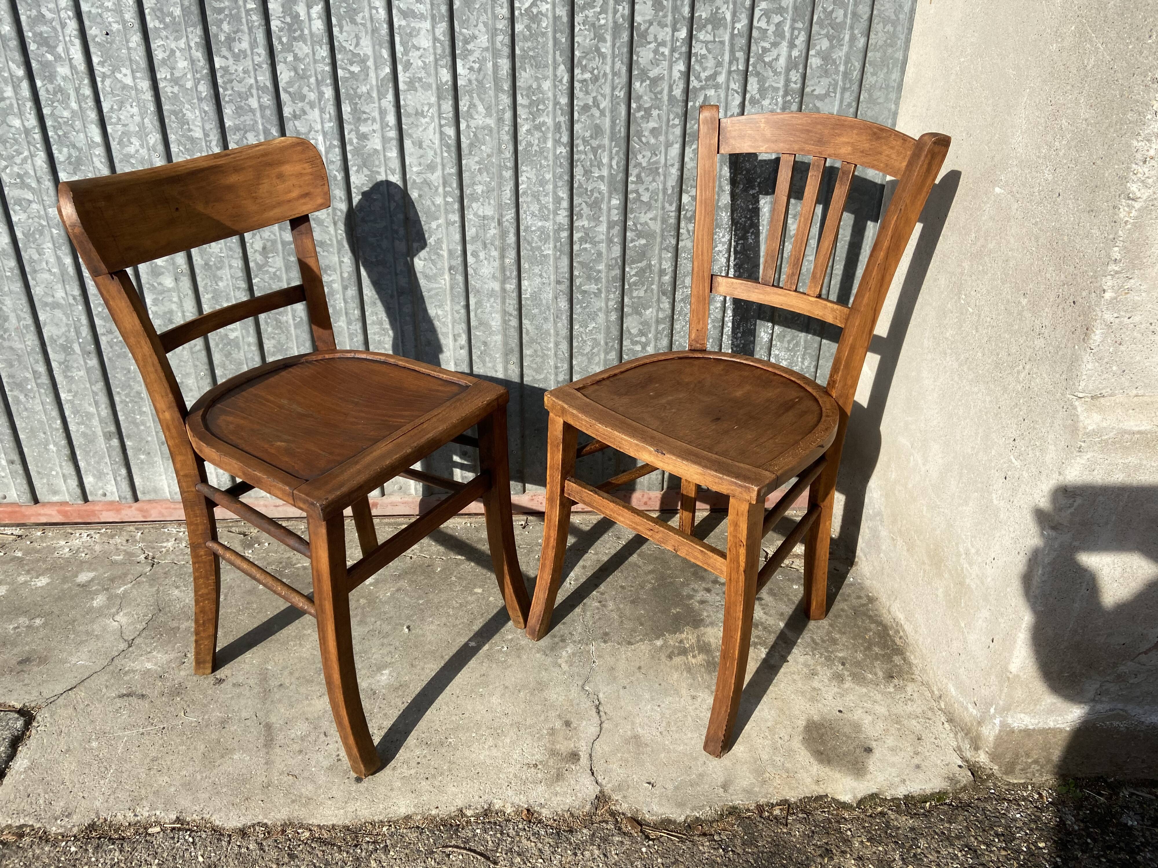 Pair of mismatched bistro chair