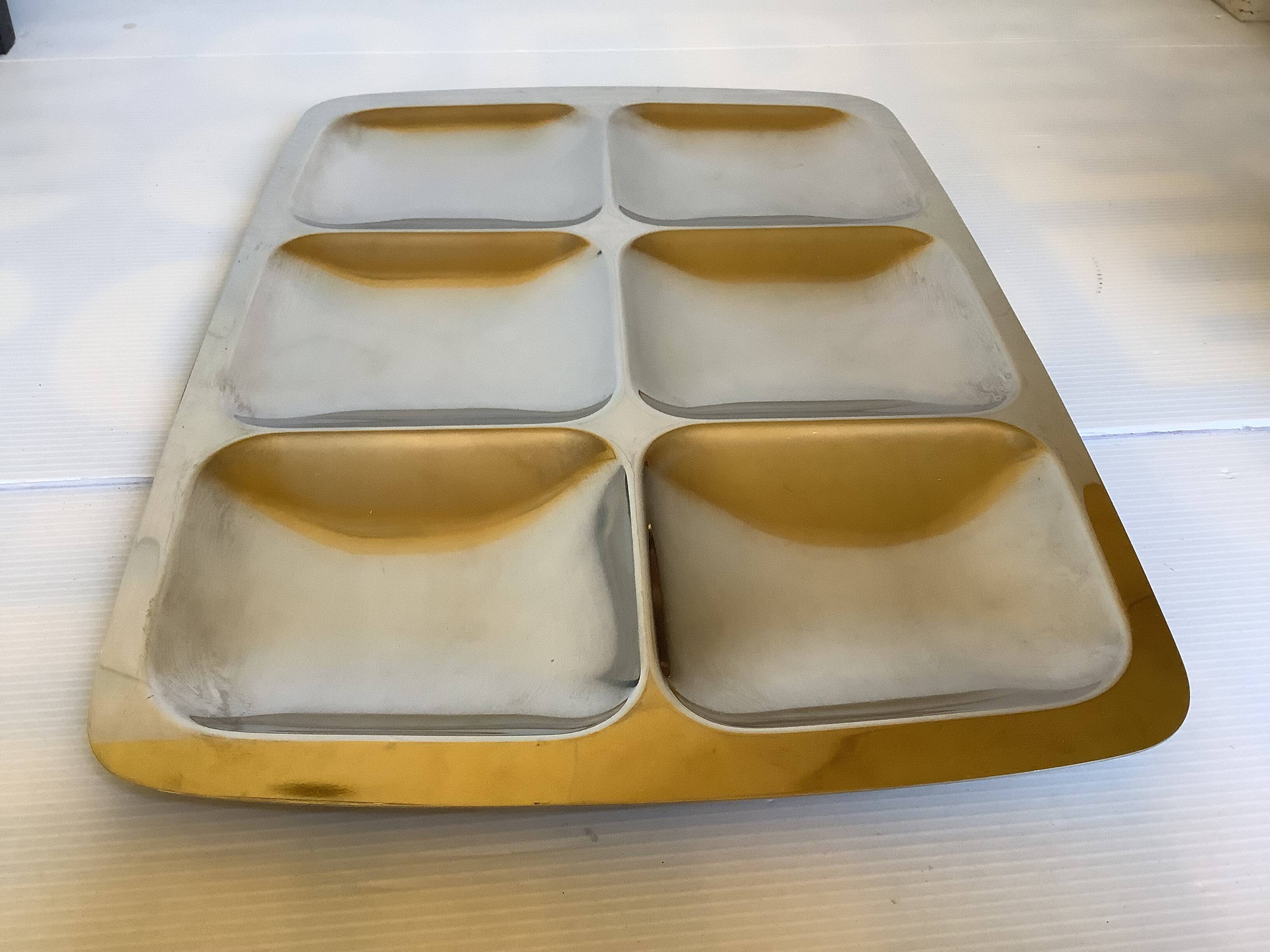Italy brushed metal compartment dish