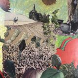 Very large framed surrealist collage by Alain Gaudet 1979