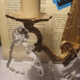 1 crystal prism wall light with 2 lights. Brass frame