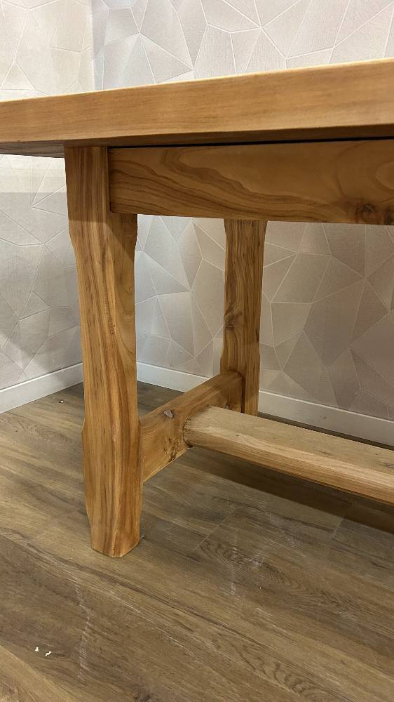 Solid pickled elm farmhouse table