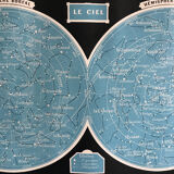 Ciel, hémisphères, planche impression originale