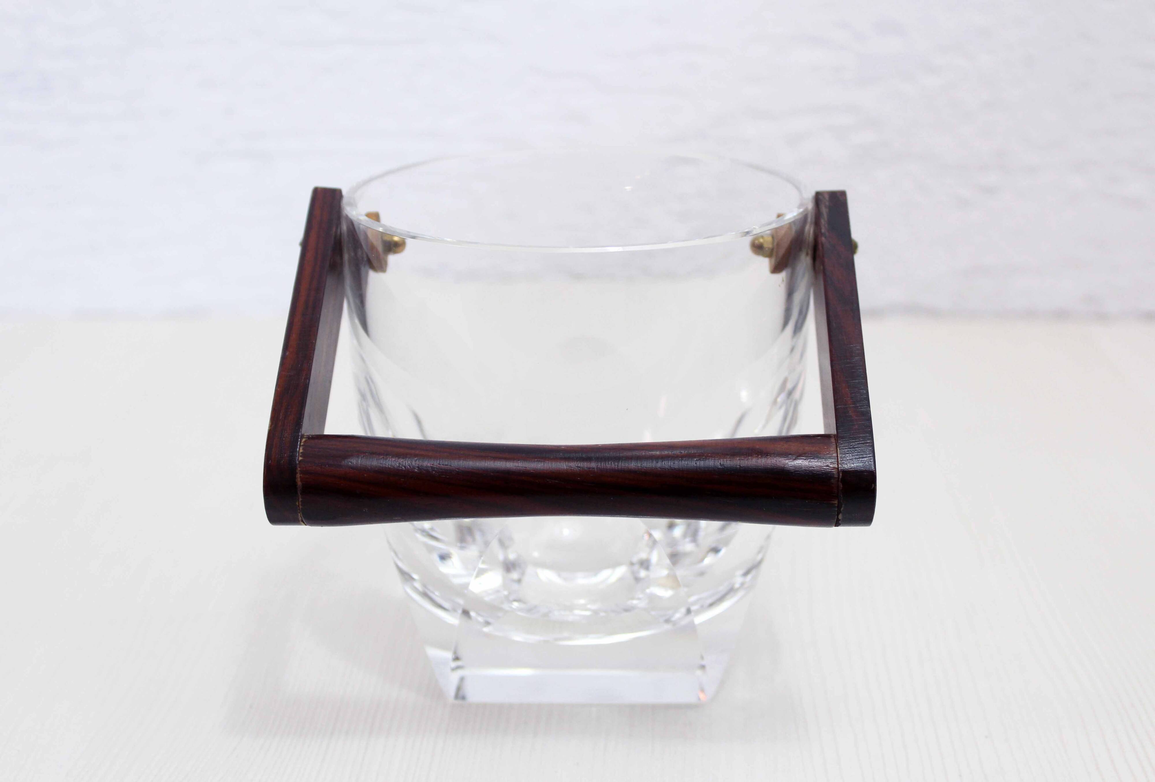 Crystal and wood ice bucket 1970