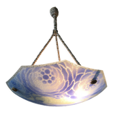 Art deco pendant lamp in blue granite glass