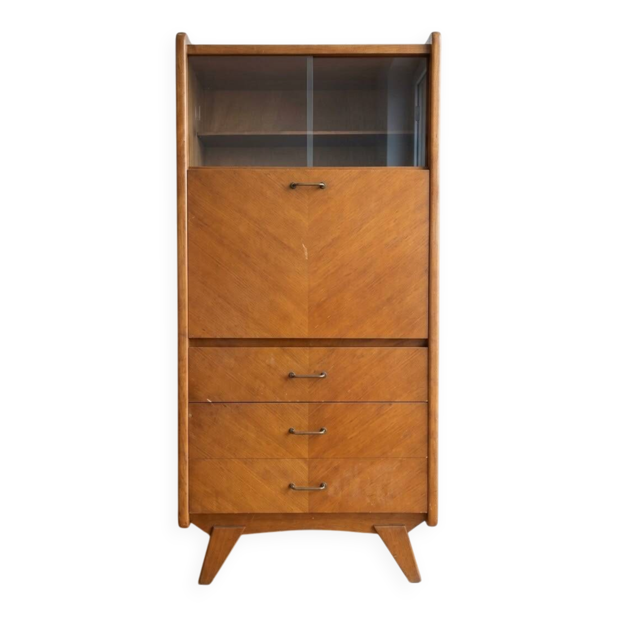 Vintage 1950s wooden display cabinet