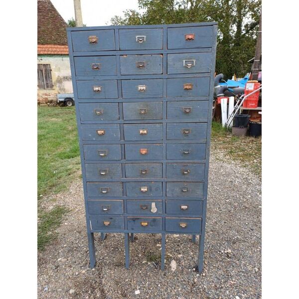 Meuble industriel bois 30 tiroirs